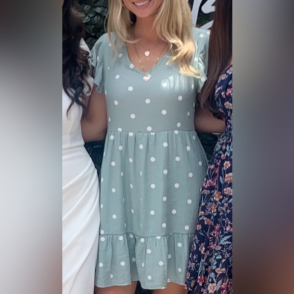 Altard State Sage Green Mini Ruffled Dress - Picture 2 of 4